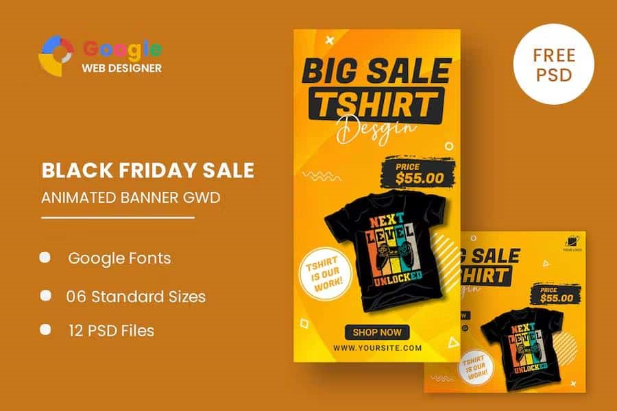 BIG SALE TSHIRT HTML5 BANNER ADS GWD